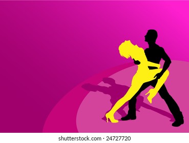 Silhouette of the man and woman in dance