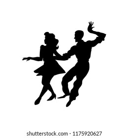 Silhouette Man Woman Dancing Swing Lindy Stock Vector (Royalty Free ...