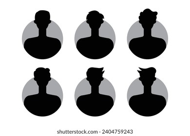 Silhouette of a man and woman with different hairstyles. Vector illustration.