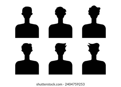 Silhouette of a man and woman with different hairstyles. Vector illustration.