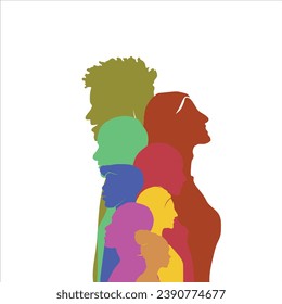silhouette man and woman diverse and inclusive society, showing togetherness