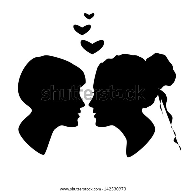 Silhouette Man Woman Face Profile Male Stock Vector (Royalty Free ...
