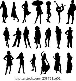silhouette man and woman fashion vector on white background