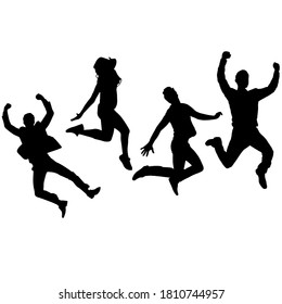 Silhouette Man Woman Jump Stock Vector (Royalty Free) 1810744957