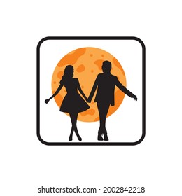 Silhouette of man and woman in love on a white background vector illustration