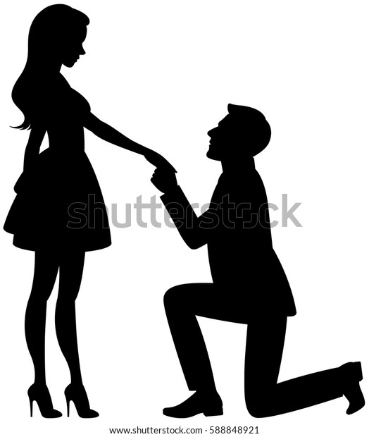 Silhouette Man Woman Love On White Stock Vector (Royalty Free) 588848921