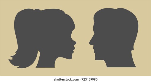 Silhouette of man and woman. Male and female icon