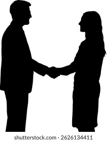 silhouette of a man and a woman shaking hands