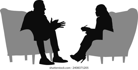 silhouette man and woman sitting on armchair