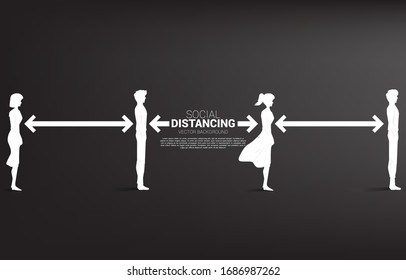 Silhouette of man and woman standing with distance for avoid virus. Concept of social distancing and isolation.