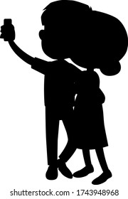 Silhouette man and woman together on white background illustration
