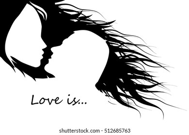 silhouette of man and woman. Vector
