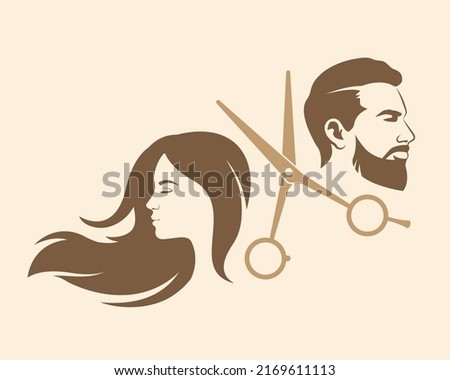 A silhouette of a man and a woman's face and a scissor icon between them.