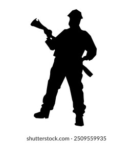 Silhouette of a Man at Work