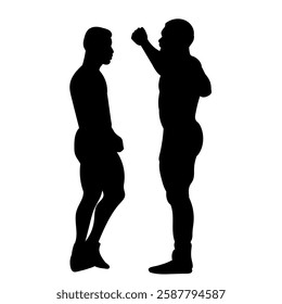 silhouette of a man wrestler on a white background, vector