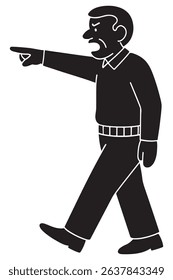 Silhouette of a man yelling a command with one arm extended forward