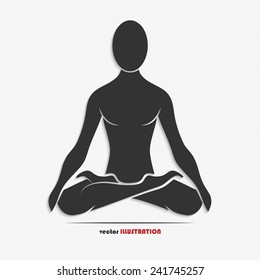 Silhouette of a man in the yoga pose for your design