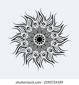 Silhouette mandala art with circular pattern