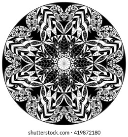silhouette mandala isolated print pattern vector illustration for logo or greeting card