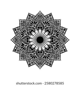 Silhouette Mandala Vector Illustration - Intricate Design for Art, Decoration, and Creative Projects