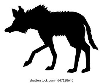 silhouette of maned wolf, side view
