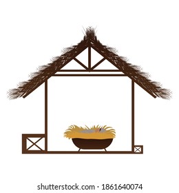 silhouette manger merry Christmas isolated design vector illustration.