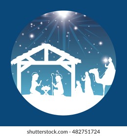 silhouette manger merry christmas isolated design