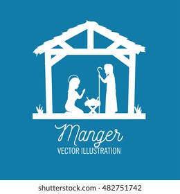 silhouette manger merry christmas isolated design