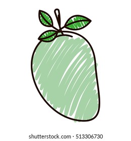 silhouette of mango colored to stripes with stem and leafs