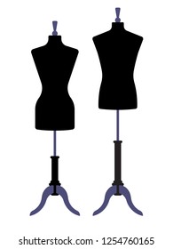 Silhouette of a mannequin. Female and male black mannequin for clothing.