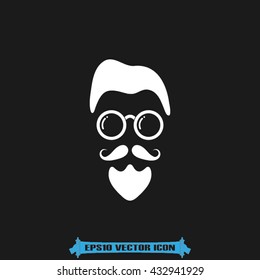 silhouette of the man's face with a beard and glasses, icon vector illustration eps10.