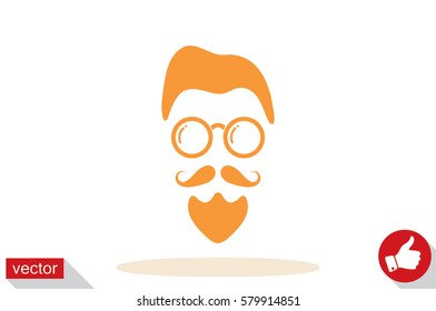 silhouette of the man's face with a beard and glasses, vector illustration