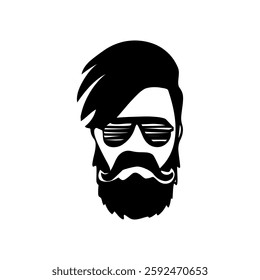 silhouette of a man's face with modern style glasses and mustache as a representation of lifestyle and branding