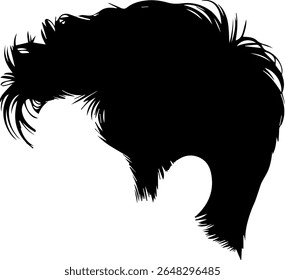 silhouette of man's hairstyle messy hair medium length