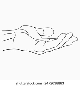 Silueta de la mano de un hombre en una línea.Ilustración vectorial