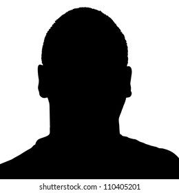Silhouette of a mans head in black over a white background in vector format.