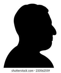 Silhouette of a mans head in black, vector 