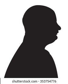Silhouette of a mans head in black, vector 