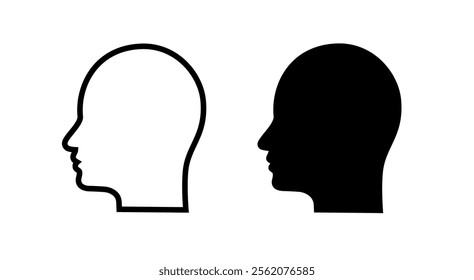 Silhouette of a man's head. Black and white illustration on white background