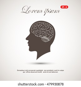 the silhouette of a man's head and  brain