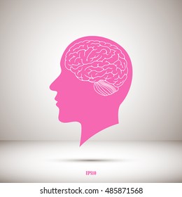 the silhouette of a man's head and brain