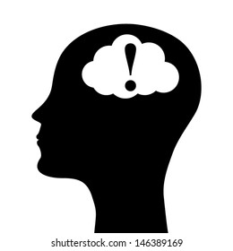 silhouette of a man's head with an exclamation point