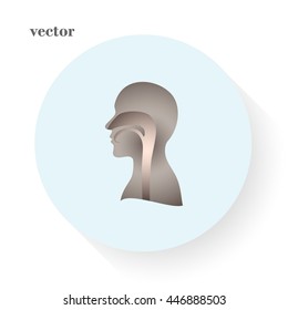 silhouette of a man's head with the larynx symbolically