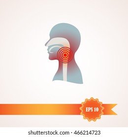 silhouette of a man's head with the larynx symbolically
