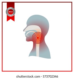silhouette of a man's head with the larynx symbolically