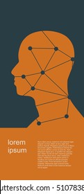 Silhouette of a man's head. Mental health relative vector brochure, report or flyer design template. Scientific medical designs. Field for text