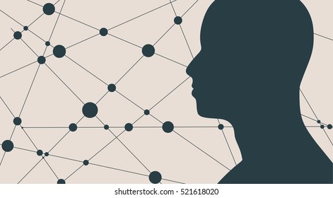 Silhouette of a man's head. Mental health relative vector brochure, report or flyer design template. Scientific medical designs.