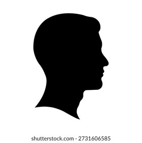Silhouette of a mans head vector flat illustration design on white background