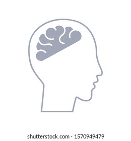 the silhouette of a man's head and volume image of the brain