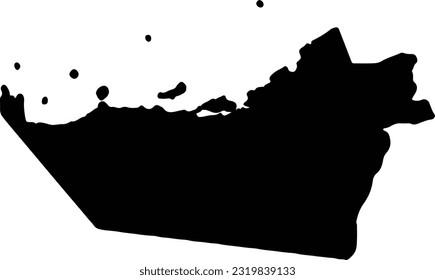 Silhouette map of Abu Dhabi United Arab Emirates with transparent background.